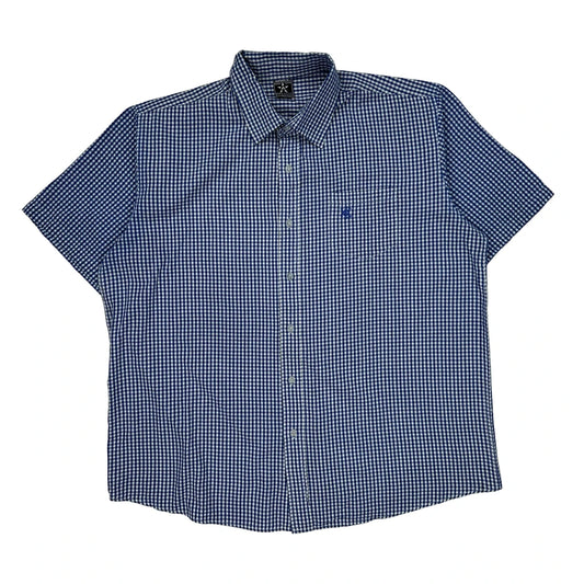 Avirex Checked Short Sleeve Shirt - 2XL Blue Cotton Blend