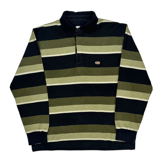 Lacoste Striped Rugby Shirt - Medium Black Cotton