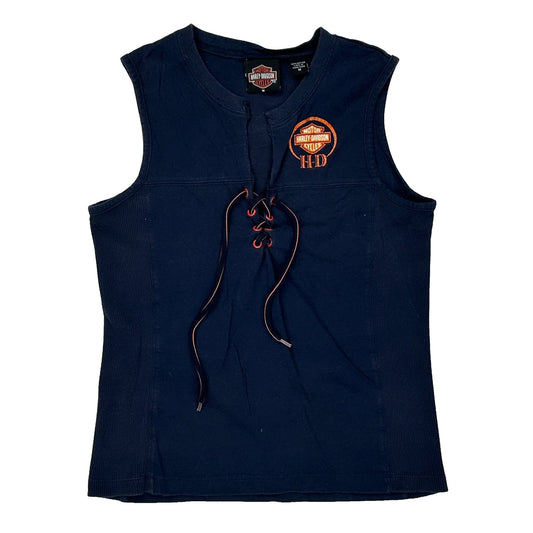 Hale'S Harley-Davidson Harley Davidson Graphic Vest - Medium Blue Cotton