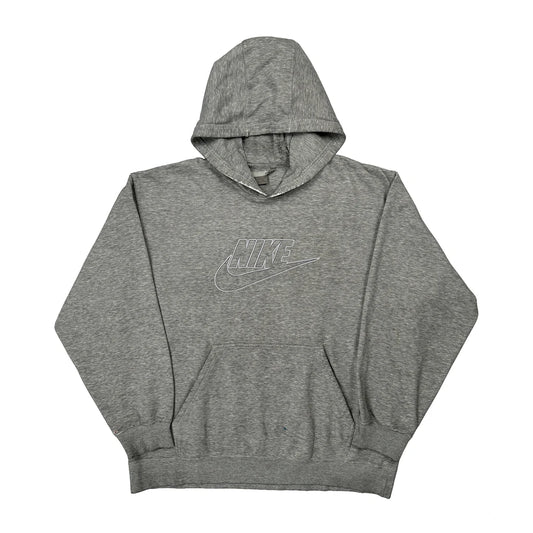 Vintage Nike Hoodie - Large Grey Cotton