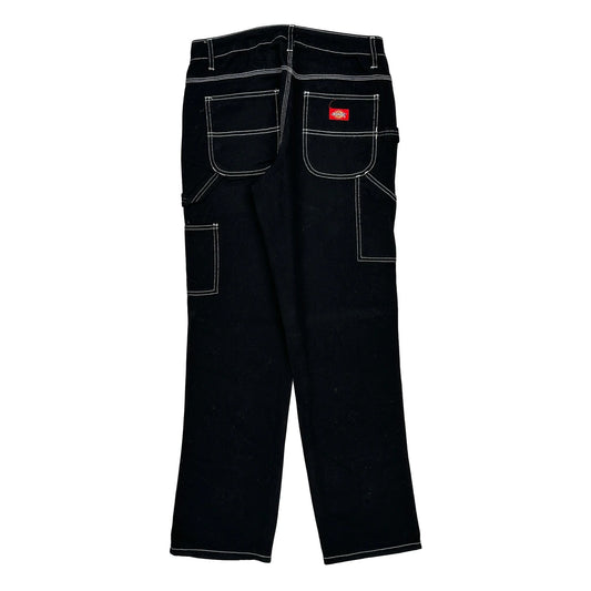 Dickies Contrast Stitch Carpenter Trousers - 30W UK 10 Black Cotton