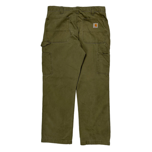 Relaxed Fit Carhartt Carpenter Trousers - 32W 30L Green Cotton