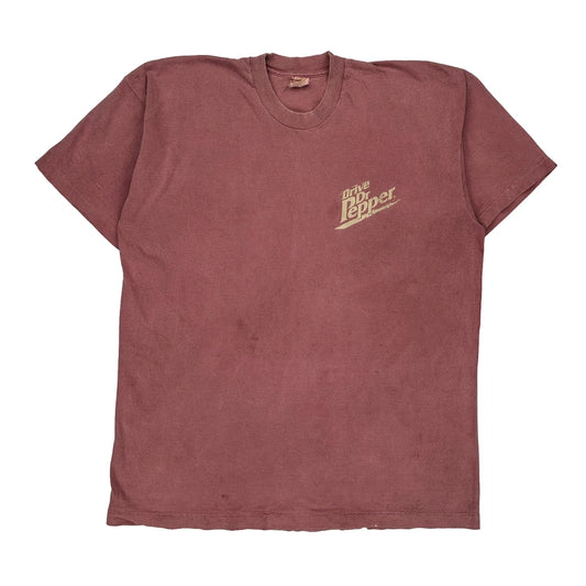 Dr. Pepper Screen Stars Single Stitch T-Shirt - 2XL Burgundy Cotton