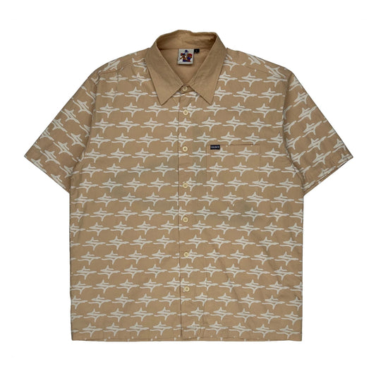 Unbranded Short Sleeve Shirt - Large Beige Cotton