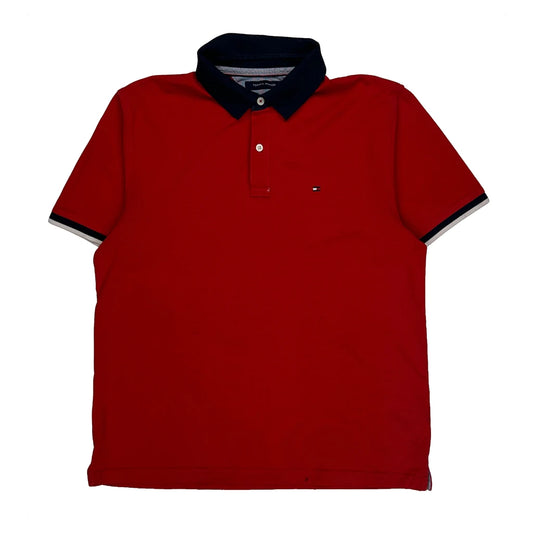 Vintage Tommy Hilfiger Polo Shirt - Medium Red Cotton