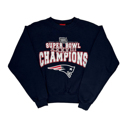 Super Bowl Xxxviii Champions Nfl Graphic Sweatshirt - Large Navy Cotton