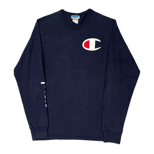 Champion Long Sleeve T-Shirt - Medium Navy Cotton