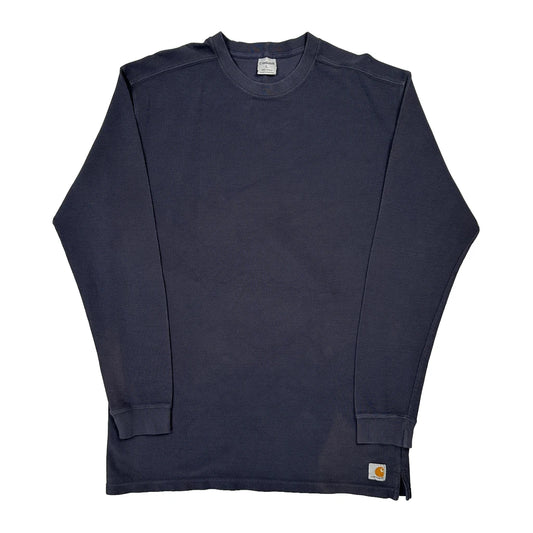 Waffle Knit Carhartt Long Sleeve T-Shirt - Large Grey Cotton