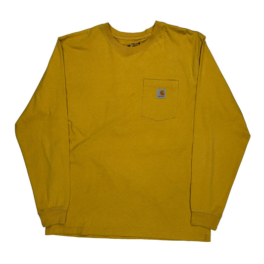 Original Workwear Carhartt Long Sleeve T-Shirt - Large Yellow Cotton
