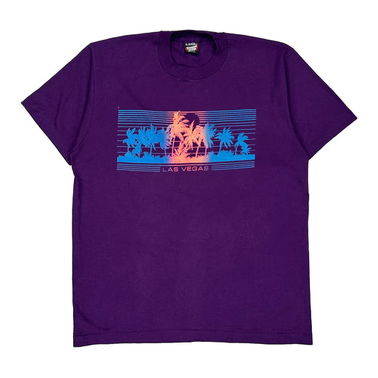 Made In USA Single Stitch Las Vegas Screen Stars T-Shirt - XL Purple Cotton Blend