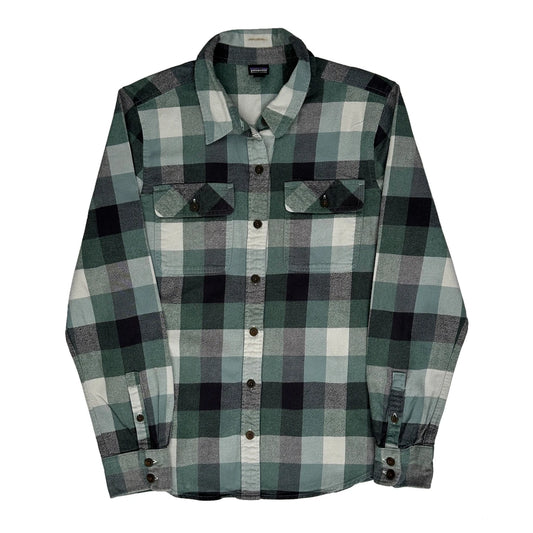Vintage Patagonia Checked Flannel Shirt - Small Green Cotton