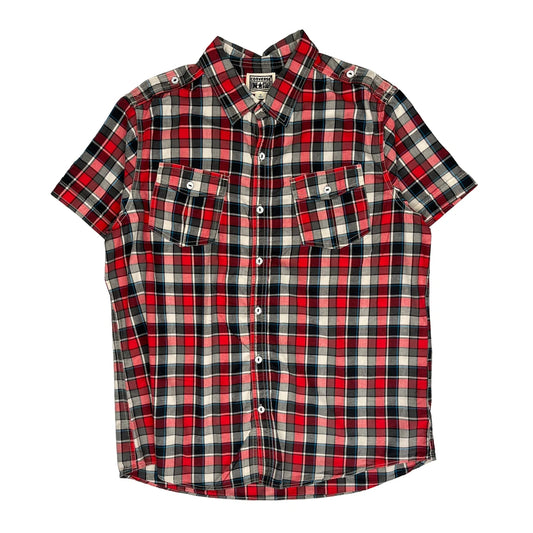 Vintage Converse Checked Short Sleeve Shirt - XL Red Cotton