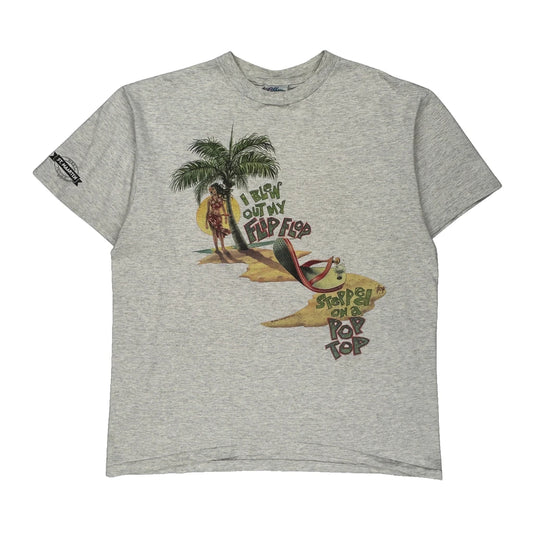 Margaritaville Caribbean Surf Single Stitch T-Shirt - XL Grey Cotton