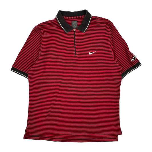 Golf Nike Striped Polo Shirt - Large Black Cotton