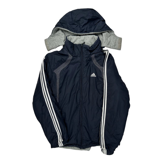 Adidas Striped Windbreaker - Medium White Polyester