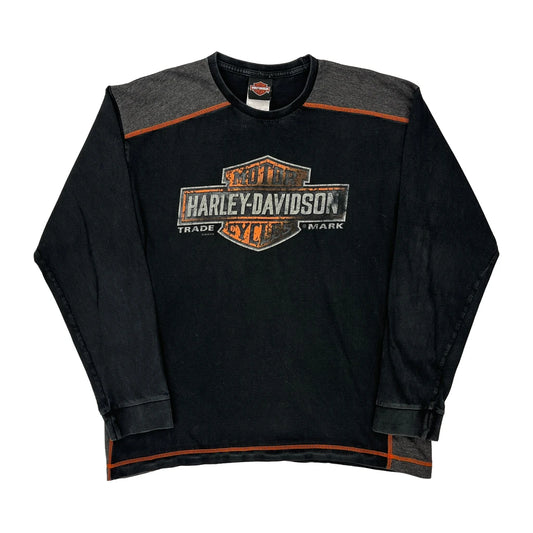 Wisconsin Harley Davidson Graphic Long Sleeve T-Shirt - Large Black Cotton