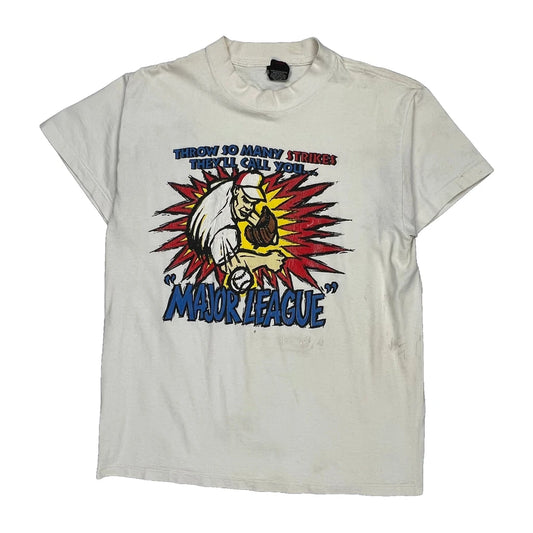 Major League Unbranded Single Stitch T-Shirt - Large White Cotton