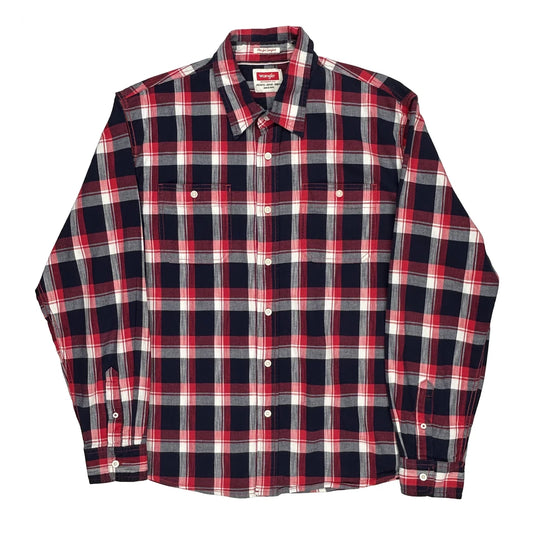 Wrangler Checked Flannel Shirt - XL Navy Cotton