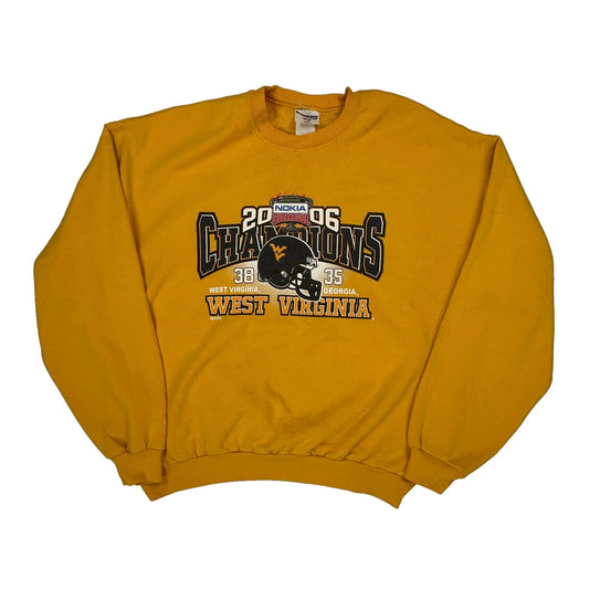 West Virginia Jerzees College Sweatshirt - Large Yellow Cotton Blend