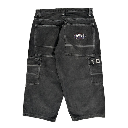Tommy Hilfiger Cargo Shorts - 32W 16L Black Cotton