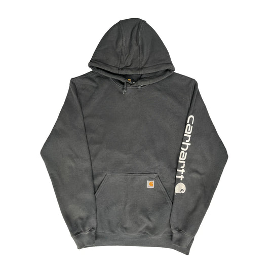 Carhartt Spellout Hoodie - Large Grey Cotton Blend