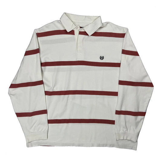 Vintage Chaps Ralph Lauren Striped Rugby Shirt - XL White Cotton