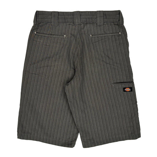Dickies Striped Shorts - 32W 11L Grey Cotton