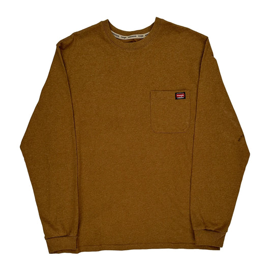 Wrangler Long Sleeve T-Shirt - Large Brown Cotton