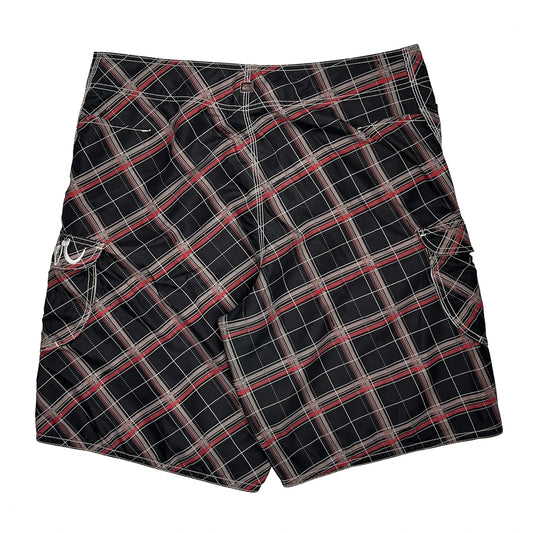 Vintage Quiksilver Checked Board Cargo Shorts - 38W 11L Black Polyester