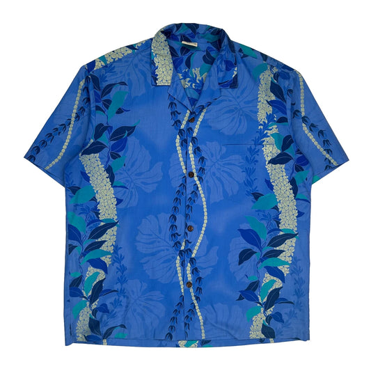 Royal Creations Floral Hawaiian Shirt - XL Blue Polyester Blend