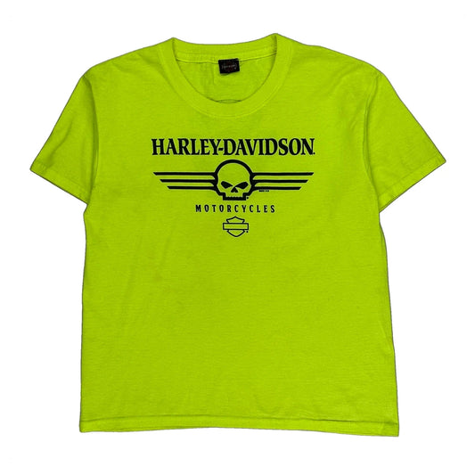 Motorcycles Harley Davidson Graphic T-Shirt - Small Yellow Cotton