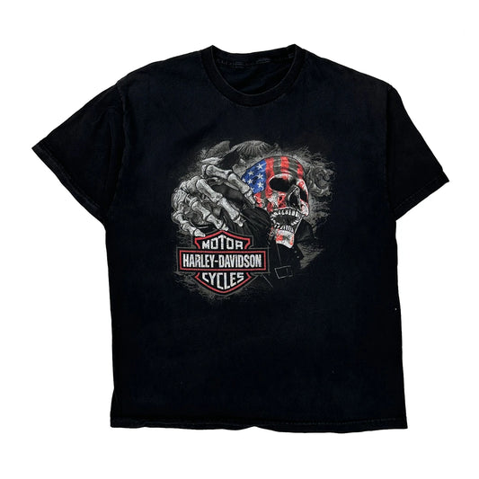 Harley Davidson Graphic T-Shirt - Large Black Cotton