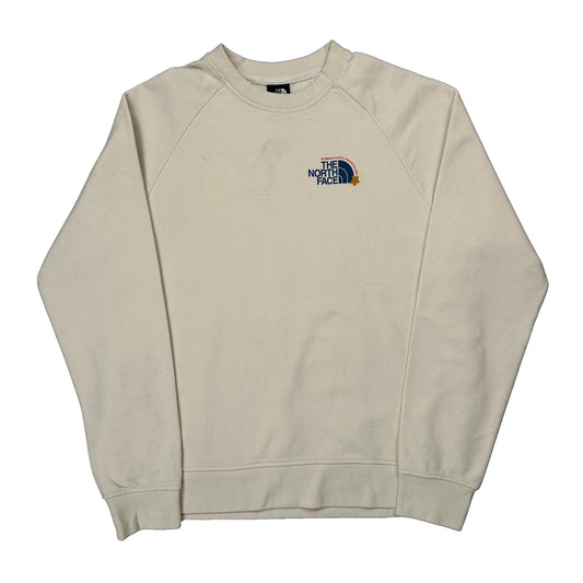 Exploration Without Compromise The North Face Graphic Sweatshirt - Large Cream Cotton