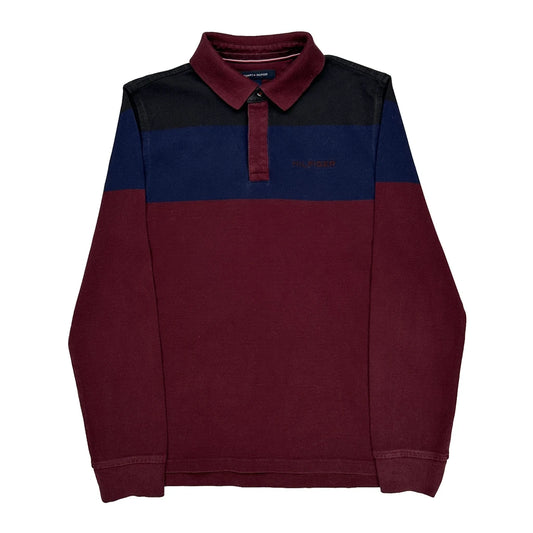 Tommy Hilfiger Striped Rugby Shirt - Medium Black Cotton