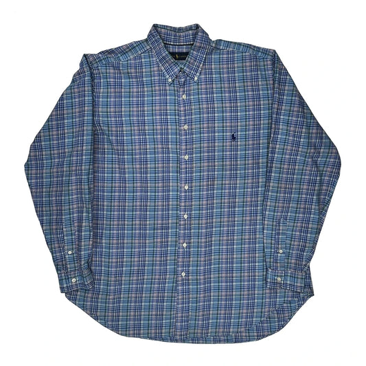 Tall Ralph Lauren Checked Shirt - XL Blue Cotton
