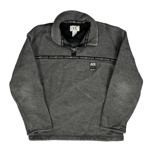 Armani Exchange Collared Long Sleeve T-Shirt - Medium Grey Polyester