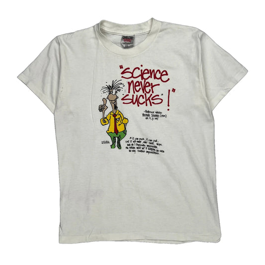 Science Never Sucks! Oneita Single Stitch T-Shirt - Large White Cotton