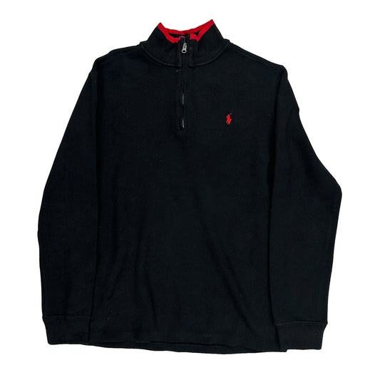 Polo By Ralph Lauren 1/4 Zip - Large Black Cotton