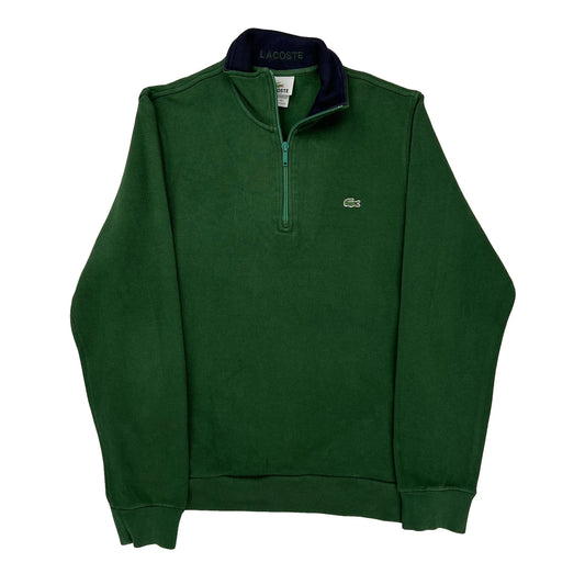 Lacoste 1/4 Zip - Large Green Cotton
