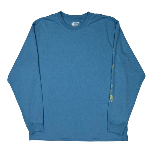 Carhartt Long Sleeve T-Shirt - Large Blue Cotton