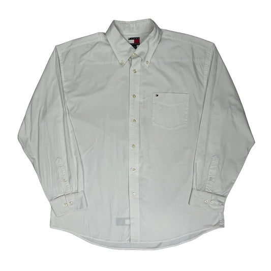 Tommy Hilfiger Collared Shirt - XL White Cotton
