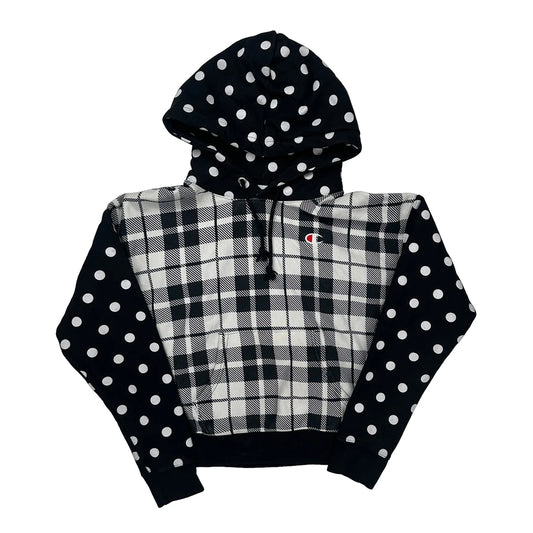 Reverse Weave Champion Polka Dot Hoodie - Small Black & White Cotton