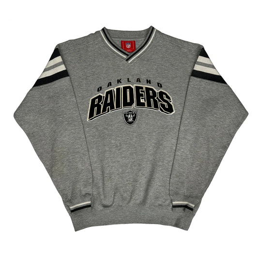 Oakland Raiders Nfl Graphic Sweatshirt - Medium Grey Cotton Blend