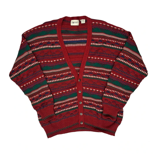 90S Made In Italy J.T Beckett Fair Isle Jumper - XL Red Acrylic
