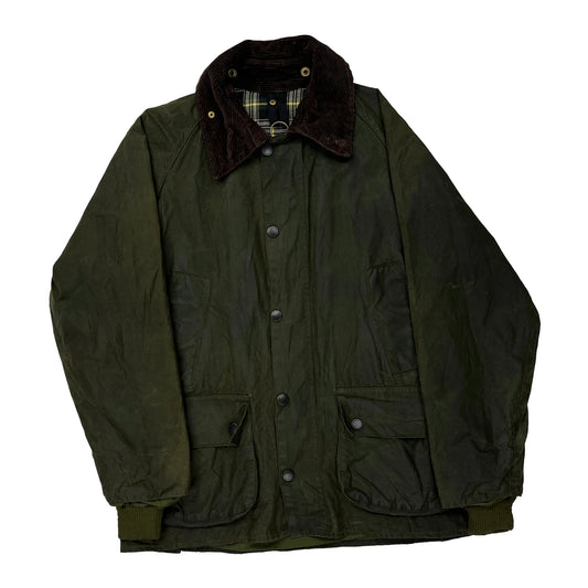 Bedale Barbour Checked Wax Jacket - Medium Green Cotton