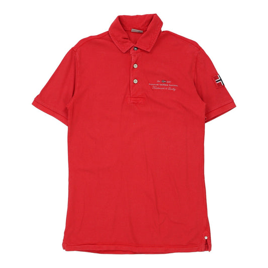 Vintage Napapijri Polo Shirt - Medium Red Cotton