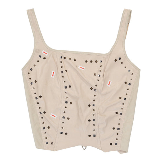 Rose & Thin Studded Corset - Small Cream Faux Leather corset Rose & Thin   