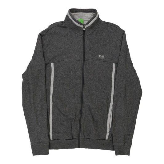 Vintage Hugo Boss Zip Up - XL Grey Cotton Blend