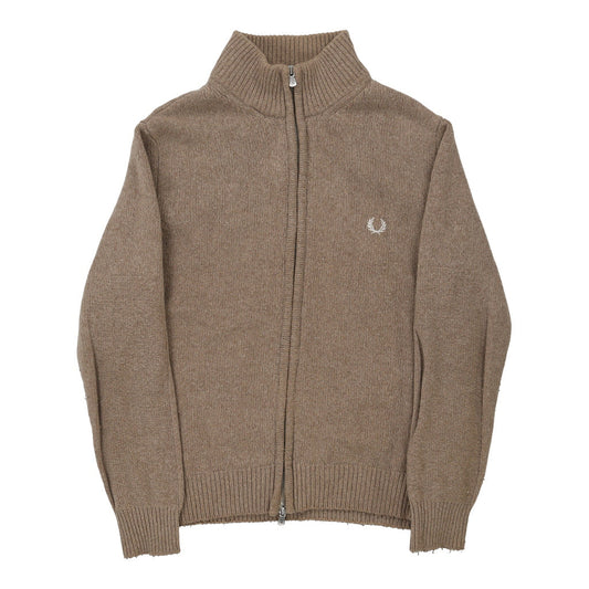 Vintage Fred Perry Zip Up - Large Beige Wool Blend