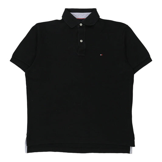Vintage Tommy Hilfiger Polo Shirt - Small Black Cotton